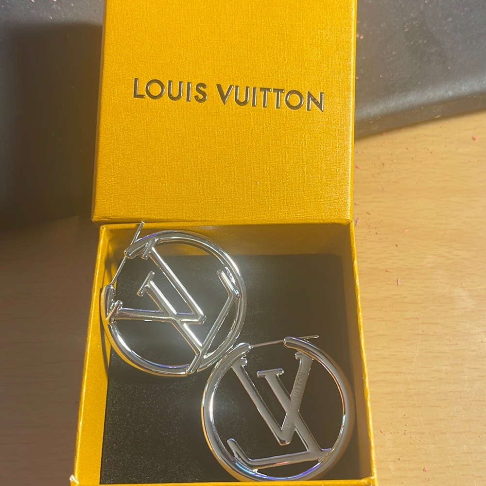 lv hoop earrings 5”